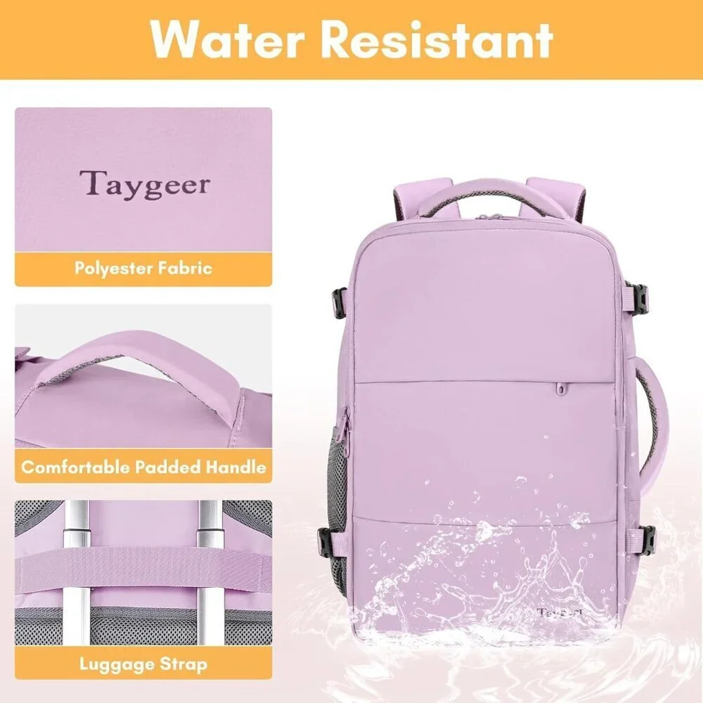 Travel Orchid Purple Backpack for Women Carry On Laptop Bag USB Port TSA Pouch